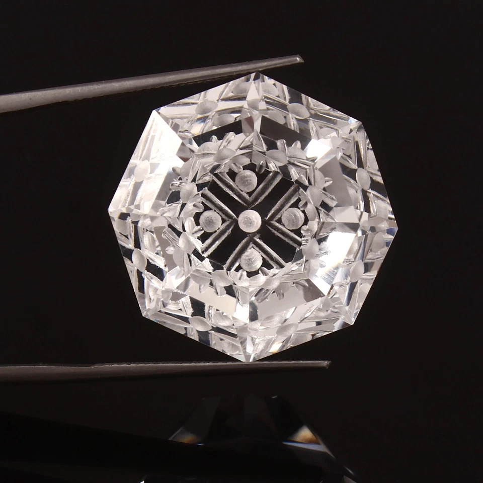 Zafiro blanco natural de Ceilán 24 mm octágono tallado piedra preciosa suelta 62,90 quilates Foto 2 de 4