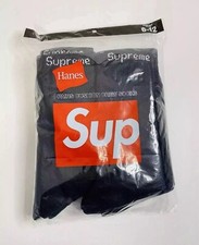 Supreme Hanes Socks 4 Pairs Set of Black Men's 6-12 Round Neck Socks 