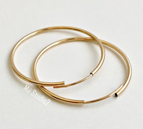 6pcs 24mm 14k gold filled round endless hoop loop earring wire ear wire E22g - Picture 2 of 3