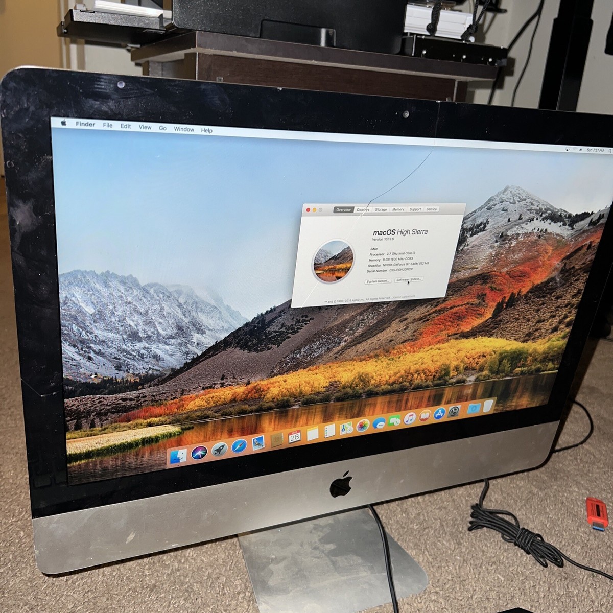 Apple iMac Late2012 A1418 macOS　Core i5 2.70GHz 8GB 1TB■現状品 Apple iMac 21.5\" i5 2.7GHz 1TB HDD 8GB RAM Late 2012 A1418 NVIDIA GT 640M  Crack