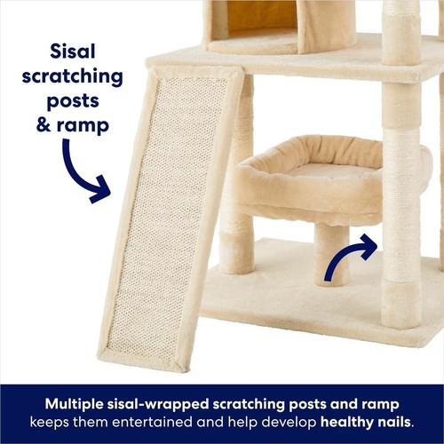 62in Faux Fur Cat Tree & Condo,Cream eBay