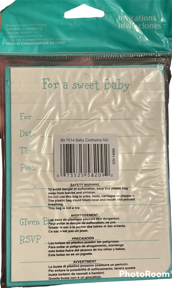 2 Packs~Baby Shower Baby Clothes 8 Count Enhanced Invitation W Envelopes - Image 3 of 3