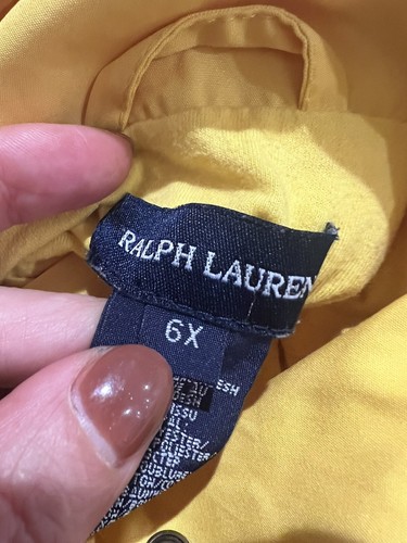 Vintage Ralph Lauren Girls 6X Yellow Ruffle Bubble Raincoat Hood Jacket Lined - Picture 9 of 15