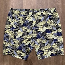 Duluth Trading Swim Shorts Mens 3XL Tropical Palm Print Trunks Lined Drawstring