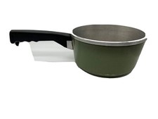 Vintage Club aluminum pot without lid, enamel pot, cookware, avocado, green