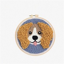 Pawfect Stitchery: DIY Dog Cross Stitch Hoop Kit for Punch Needle Embroidery - H