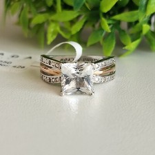 925 Sterling Silver Princess CZ Heart Engagement Ring