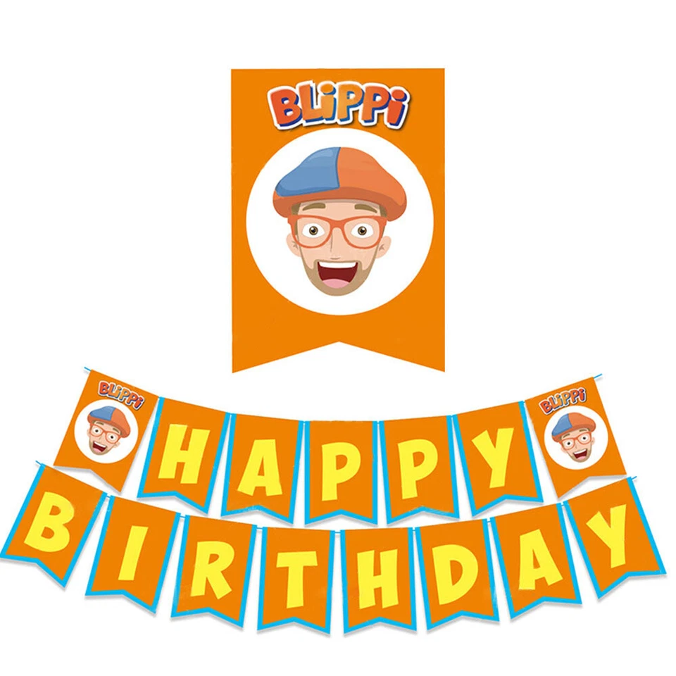 Blippi Kids Birthday Party Decorations Set Balloons Banner Cake Topper - Image 3 of 4