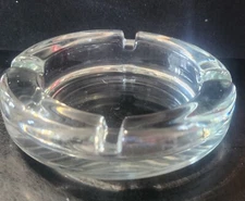 Vintage Clear Ashtray Glass Round Heavy 4.5" Diameter Retro Ash Tray Smokers