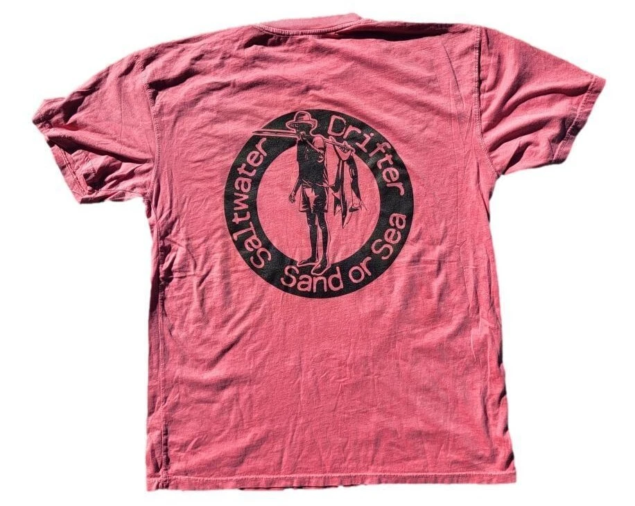 New red Saltwater Drifter T-shirt Key West fishing boat ocean Caribbean Hobo