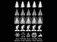 Christmas Tree 30 pcs White Fused Glass Decals