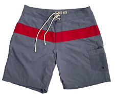 J.Crew Original Swimwear Board Shorts Trunks Blue Red Stripe Pocket, Men  s 34