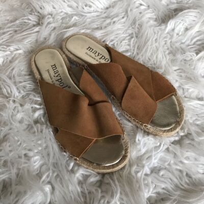 ANTHRO MAYPOL SUEDE BROWN ESPADRILLE SANDAL SLIDE