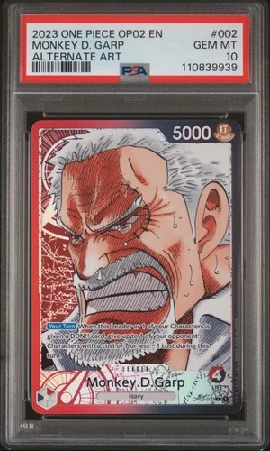 2023 ONE PIECE OP02-PARAMOUNT WAR ALTERNATE ART #002 MONKEY D. GARP PSA 10
