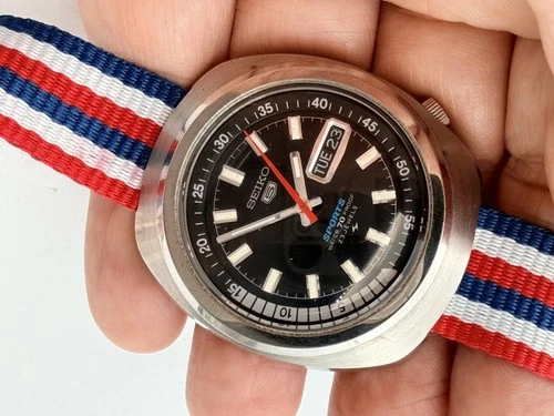Vintage Sep 1969 SEIKO 5 Sports 5126-6010 Black Original Dial Men's  41mm  RUNS