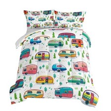 Happy Camping Bedding Comforter Set for Girls Boys,Rustic Queen Color