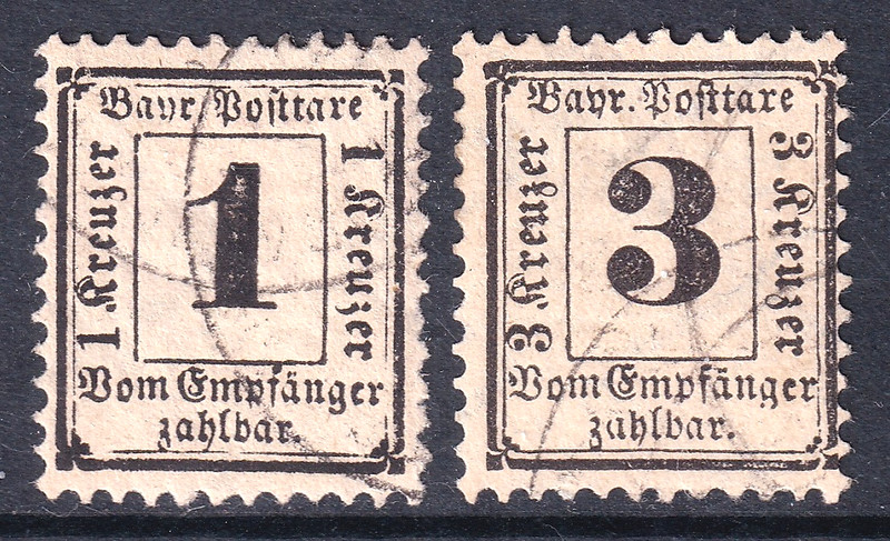 Germany - Bavaria 1870 fine used Postage Due stamps