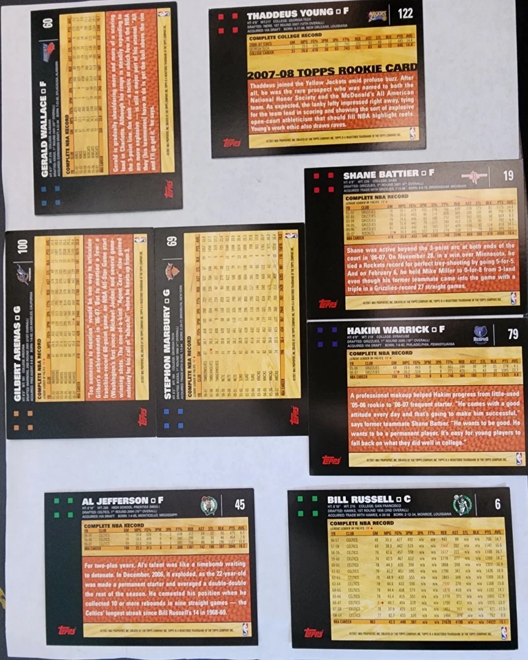 Tarjetas de baloncesto Topps 2007-08 paquete de 11 (detalles del jugador en descripción) Foto 2 de 4