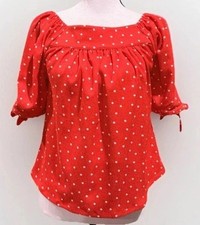 New Ann Taylor Factory Women’s Red & White Polka Dot Ring Spun Tunic Top XS