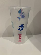 Mermaid Plastic Cold Cup With Lid And Straw