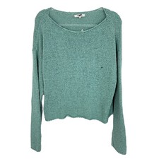 MADEWELL Boatneck Pullover Sweater M Wave Crest Green Open Knit B4
