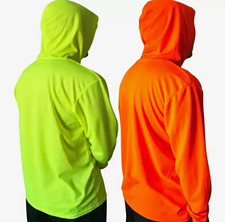 1 PC Men s Women Hi-Vis Hooded Long Sleeve Work Shirt Birdseye XL Orange