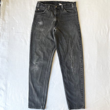 Vintage Levi's 550 Jeans Mens 32X32 31X31 Black Dark Wash Orange Tab Repaired