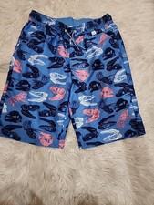 Cat Jack Boys Large 12/14 Swim Trunks Bright Multicolor Trex Dino Pockets