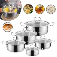 5-częściowy zestaw garnków, zestaw garnków indukcyjny, zestaw garnków do gotowania, zestaw garnków indukcyjnych, szklana pokrywa