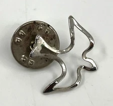 Dove Pin Silvertone Outline Pinback Peace Bird