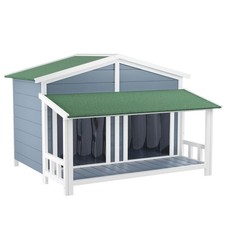 GLANZEND WOODEN DOG HOUSE OUTDOOR  INDOOR CABIN with porch weatherproof roof