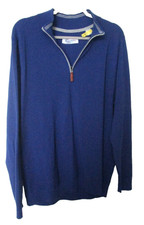 Tommy Bahama Island Zone Men's 1/4 Zip Blue Long Sleeve Knit Sweater Large