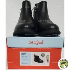 Cat Jack Girls' Tanner Black Chelsea Zip-Up Boots Size 11 Medium