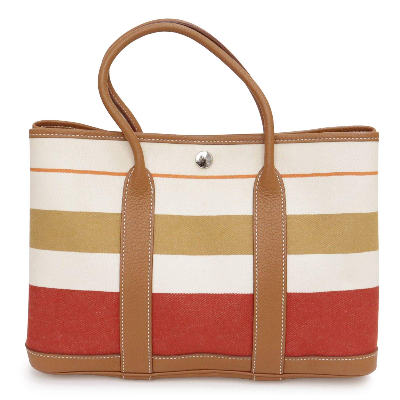 Hermes Garden Party 30 TPM Handbag Tote Bag Ecru Rouge Venitienne Canvas 99
