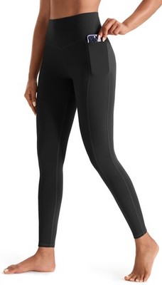 Joyspels Damen Gym Leggings mit Taschen - hohe Taille 12, schwarz (schwarz) 