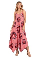 Italian Hanky Hem Maxi Dress Floral Abstract Print Beach Holiday One Size New