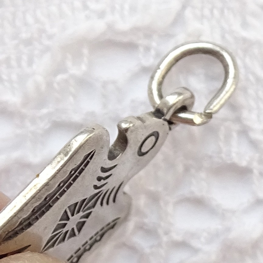 Vint Native American TINY Thunderbird Charm or Pe… - image 7