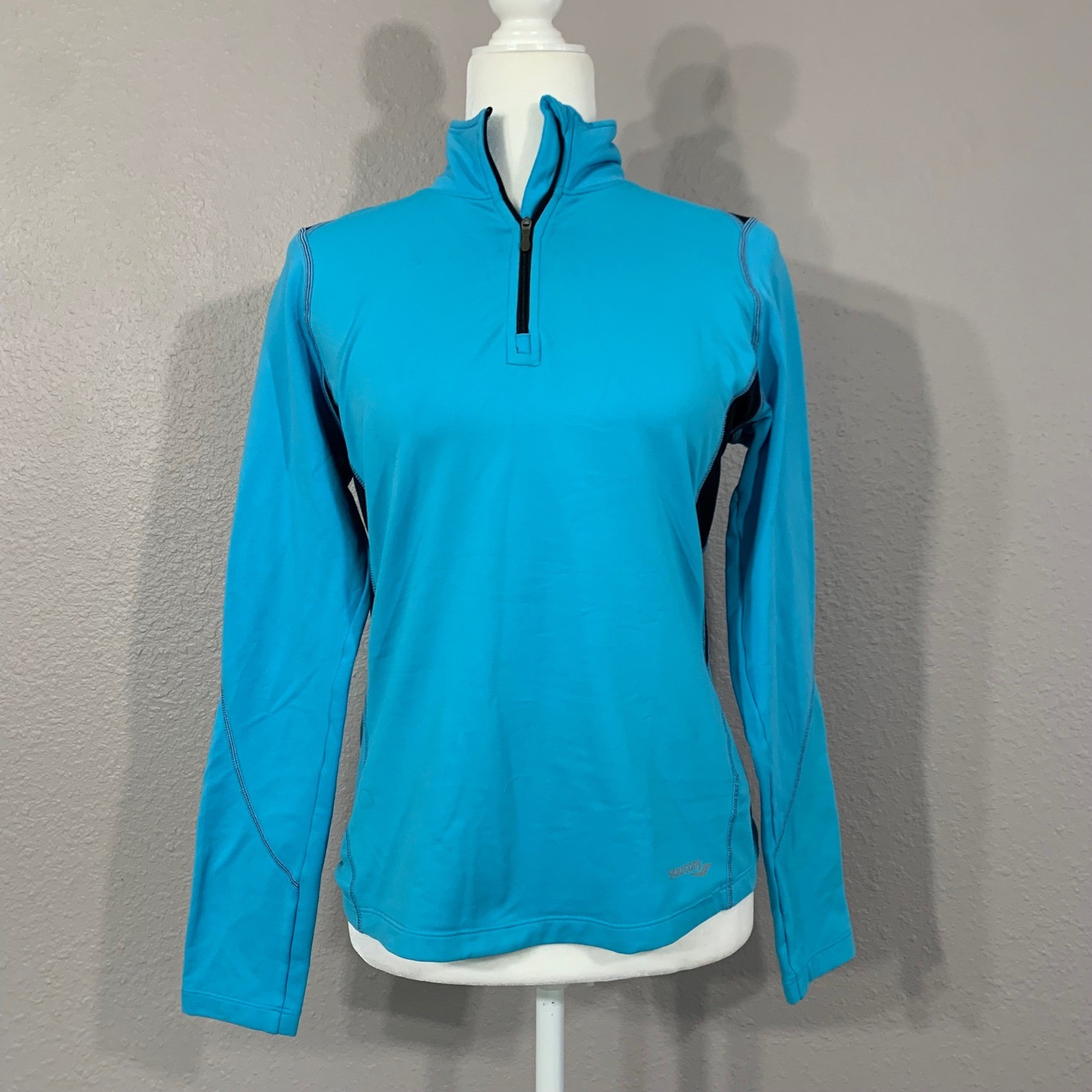Saucony Women's Size S Running Activewear 1/4 Zip Pullover Top Blue Black thumbnail 2