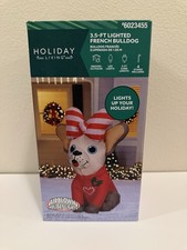 3.5' French Bulldog Red Sweater Christmas Airblown Yard Inflatable Dog Holiday