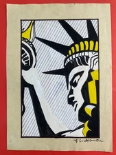 Roy Lichtenstein (Handmade) Drawing On Old Paper signed and stamped