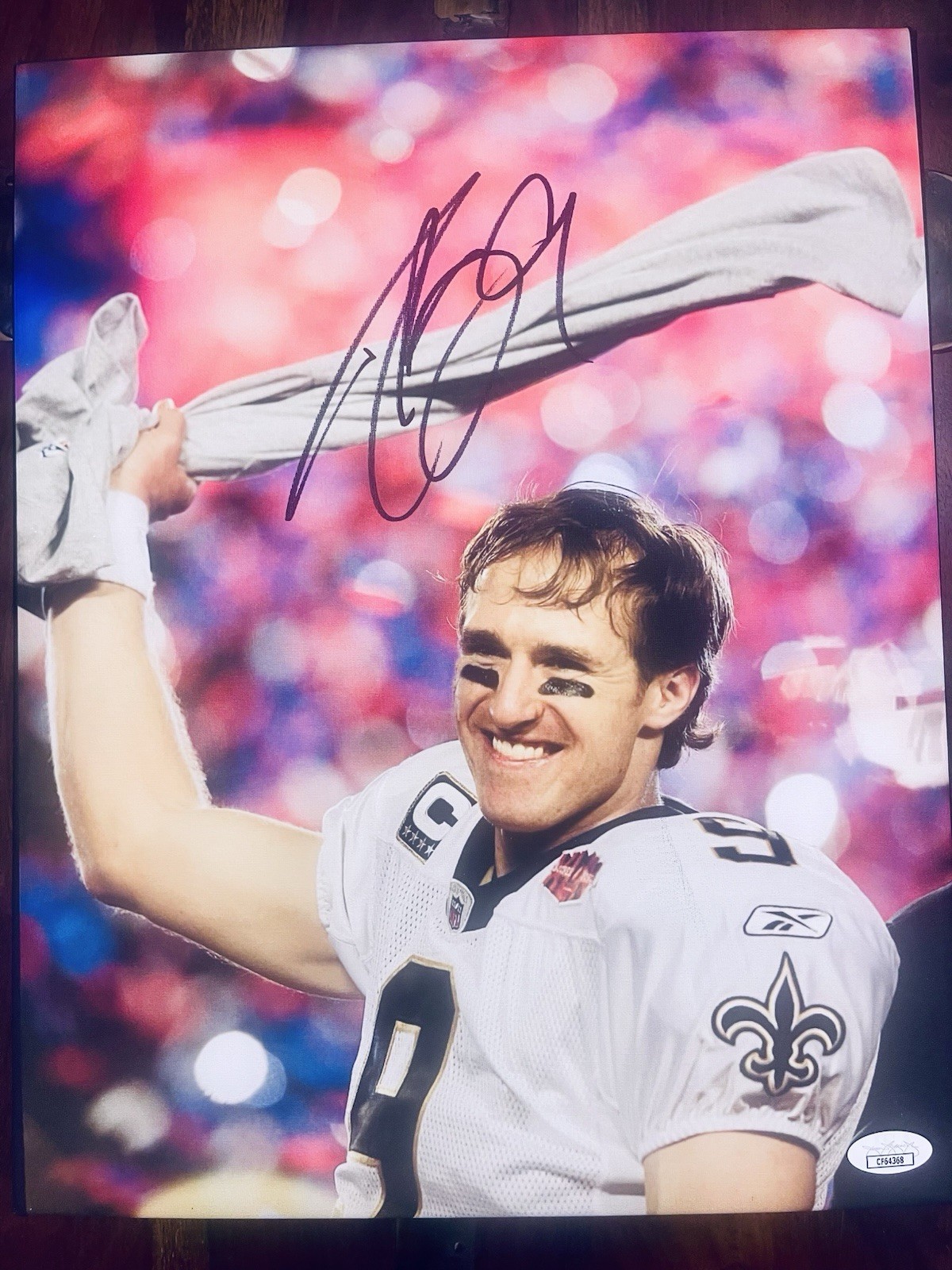 Drew Brees Autographed Signed New Orleans Saints 11x14 Football Canvas JSA COA 