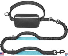 Hands-Free Dog Leash with Zipper Pouch, Dual Handles, Bungee for Walking
