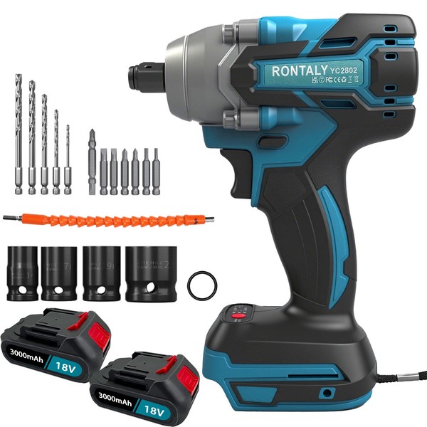 FüR Makita 18V Akku Schlagschrauber Ratschen Schrauber Akkuschrauber Set +2Akkus-image