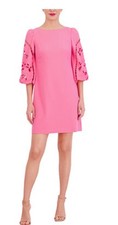 Vince Camuto Pink Floral Embroidered Balloon Sleeve Sheath Dress Size 0