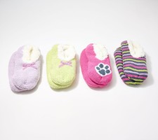 Muk Luks Set of 4 Aloe Infused Ballerina Slipper Socks Fur Bestie L/XL New