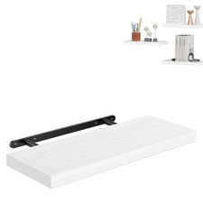 Heavy Duty Floating Shelf 10kg Load Wood Metal Bracket Wall Mounted Living Room