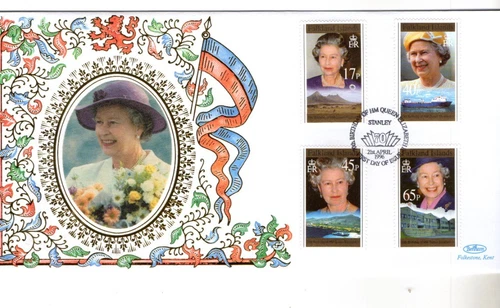 1996 FALKLAND ISLANDS - QUEEN'S 70th - BENHAM SILK  FDC FROM COLLECTION C16