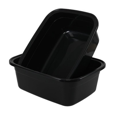 2 PCS 18 Quart Large Black Rectangular Plastic Wash Basin Dish Pan Set