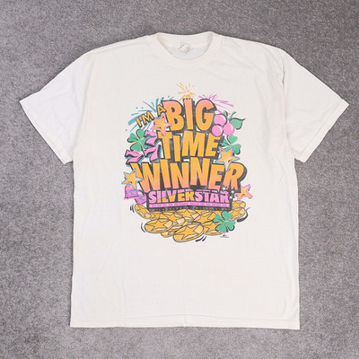 VTG 90s Silver Star Casino USA Big Time Winner XL White Short Sleeve T-Shirt