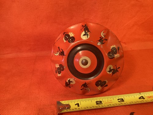 VINTAGE HALLOWEEN T COHN BELL DOUBLE NOISEMAKER TIN WOOD HANDLE EARLY MARK